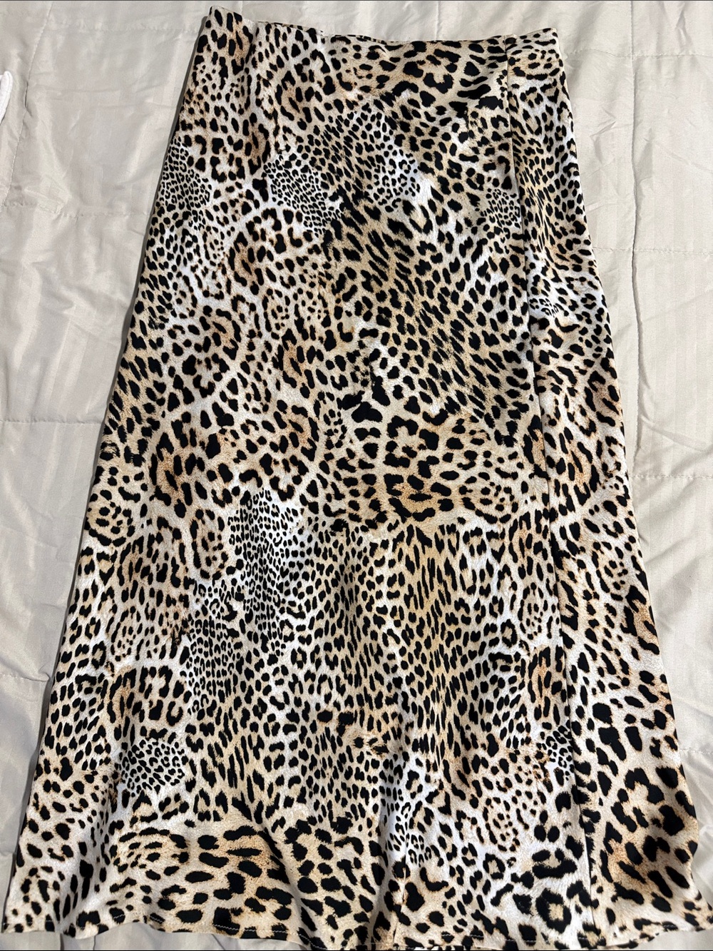 Zara Leopard-Print Maxi Skirt in Beige Black White